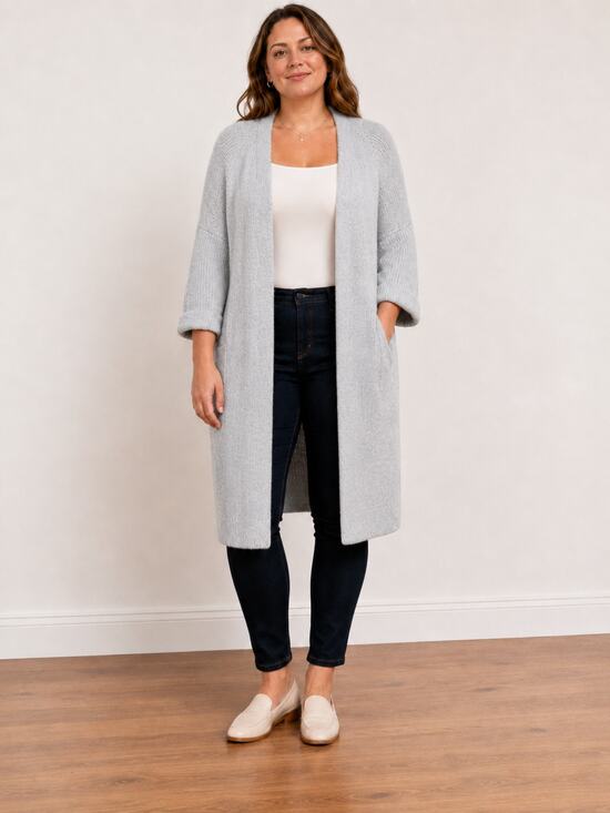Banana Republic Sweaters - Banana Republic XL Wool Alpaca Longline Duster Cardigan Gray Italian Yarn